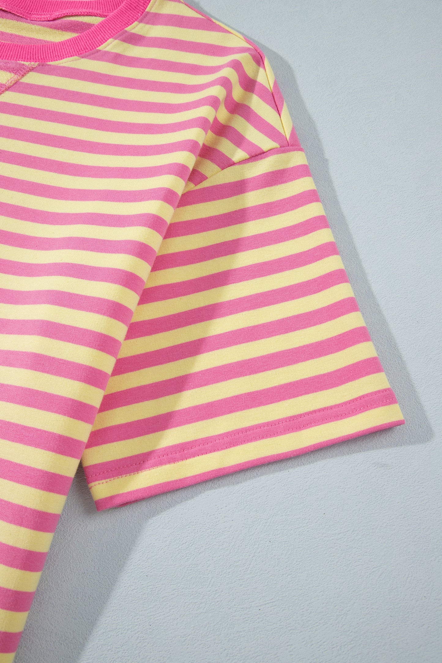 Pink Stripe Crew Neck Pant Set