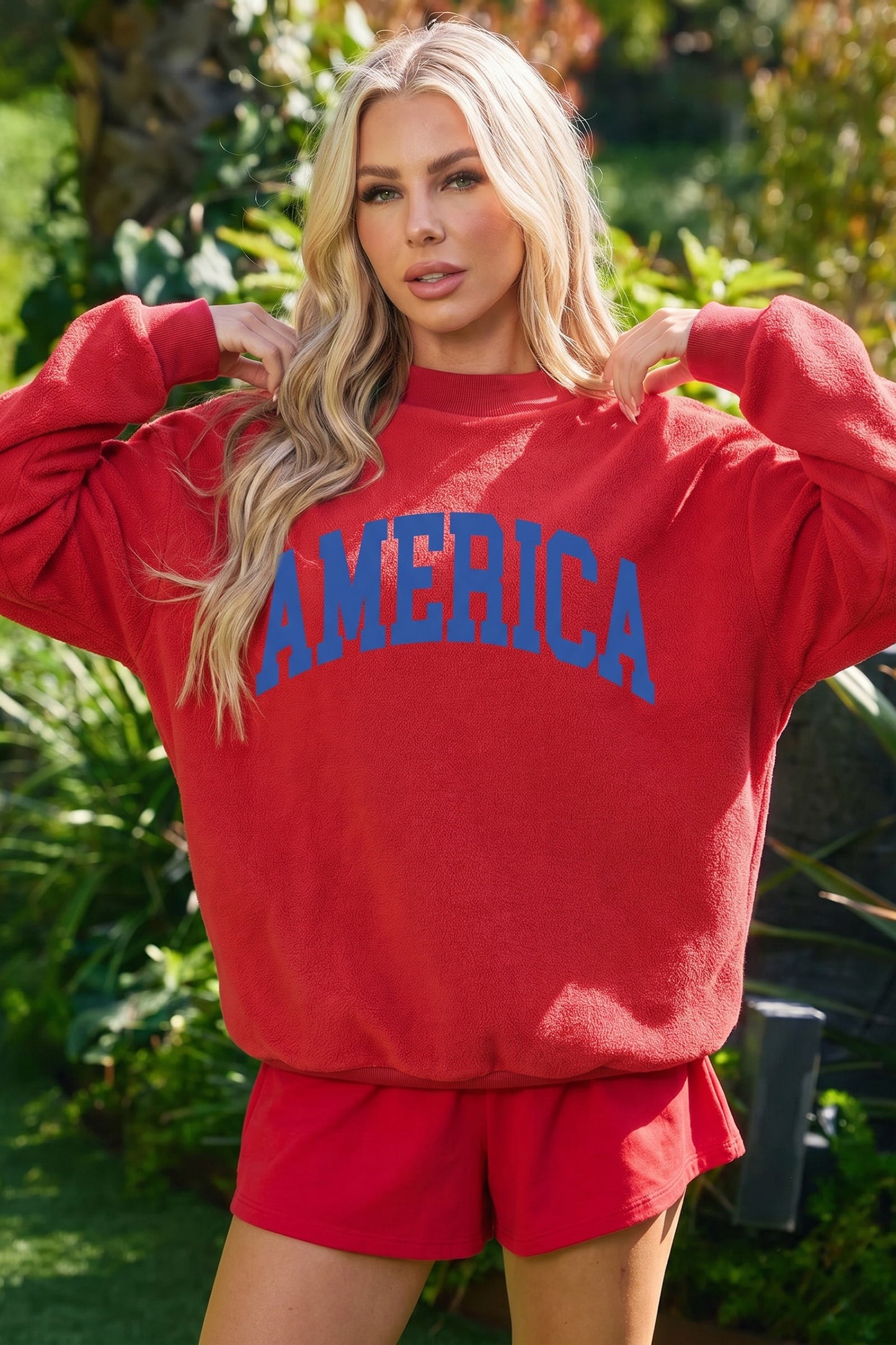 Mock Neck Reversible USA/America Sweatshirt