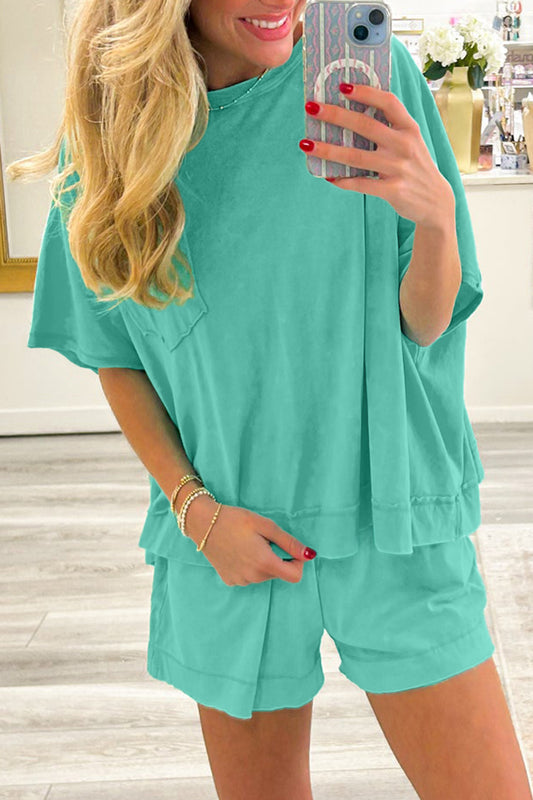 Oversized Drop Shoulder Top & Shorts Set