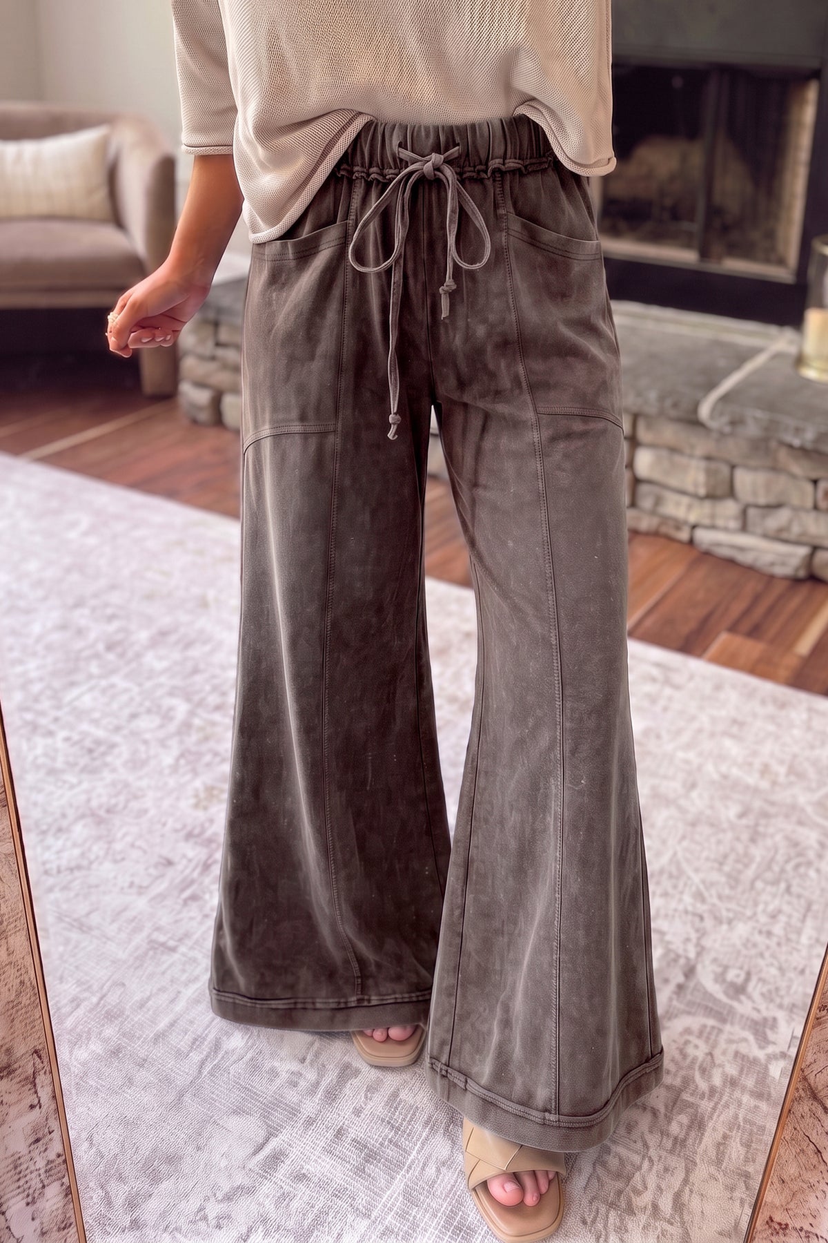 Coffee Flare Leg Pants