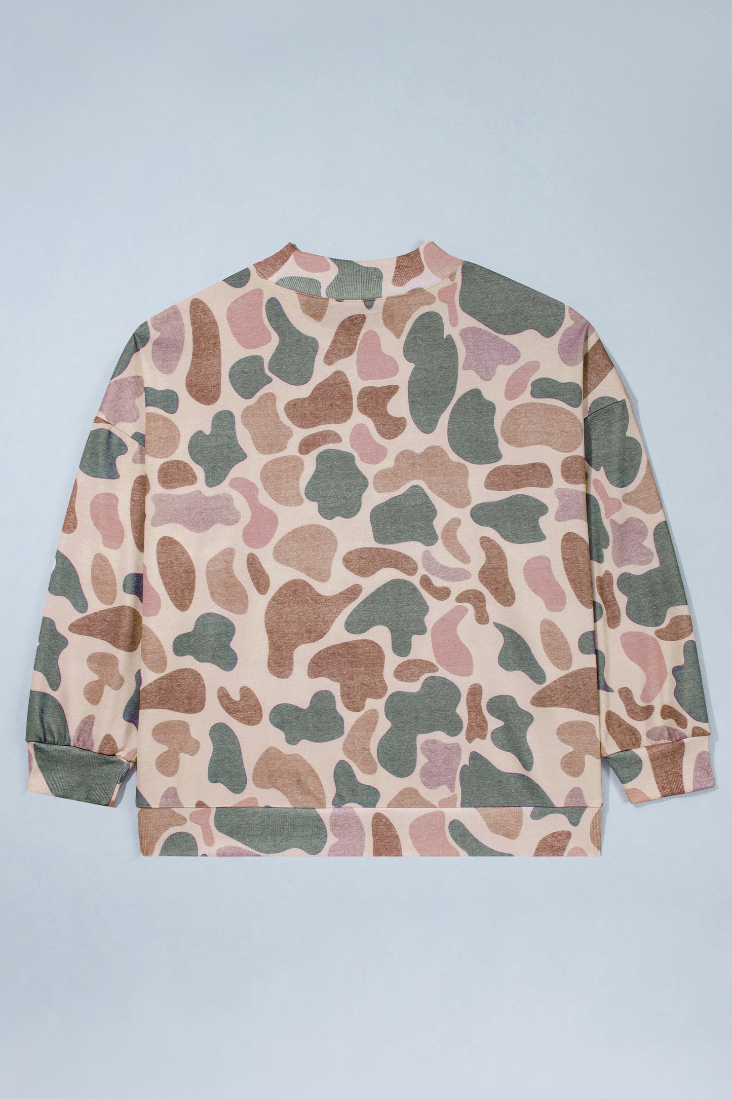 Camo Print Mock Neck Sweatshirt