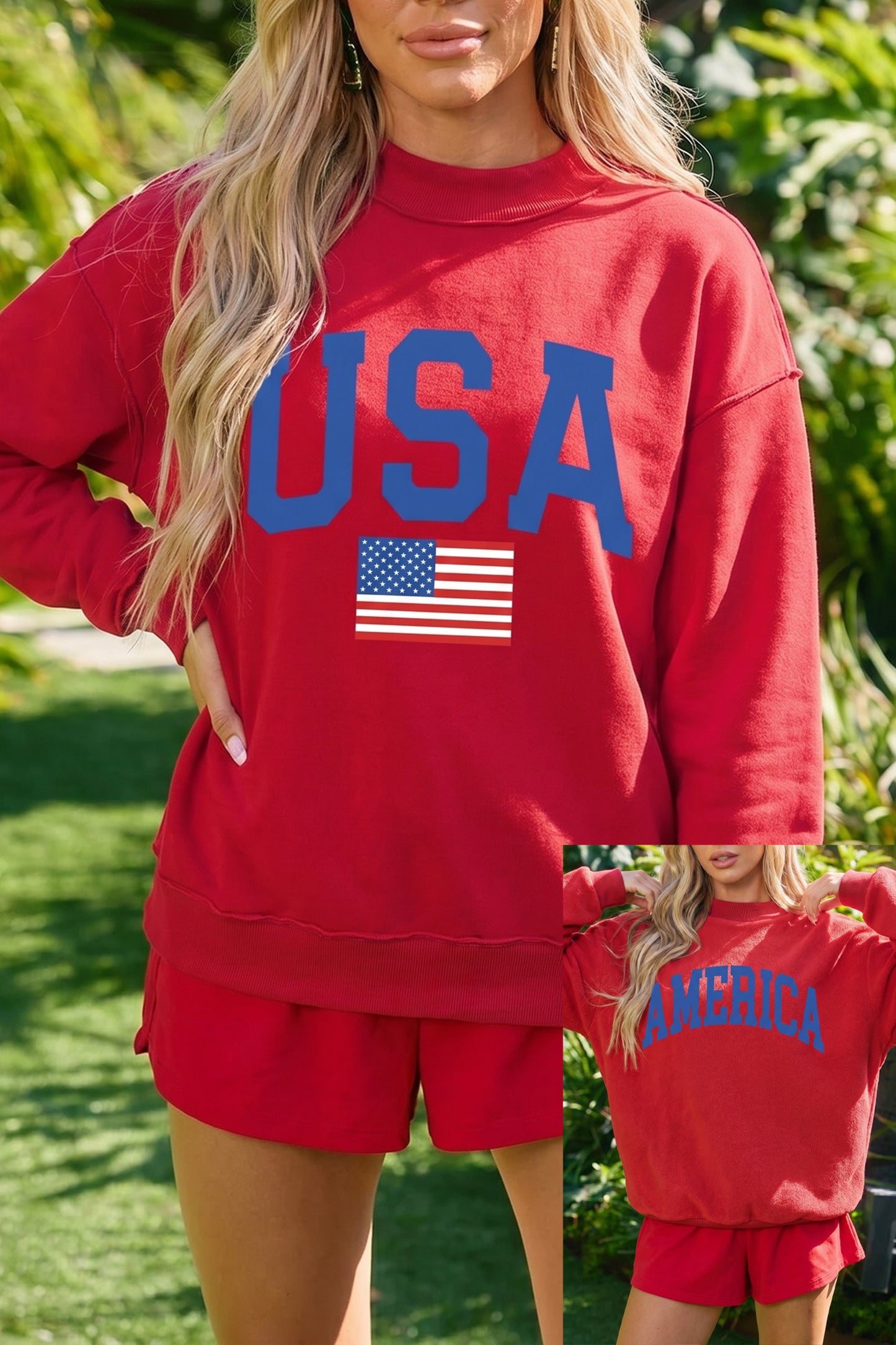Mock Neck Reversible USA/America Sweatshirt