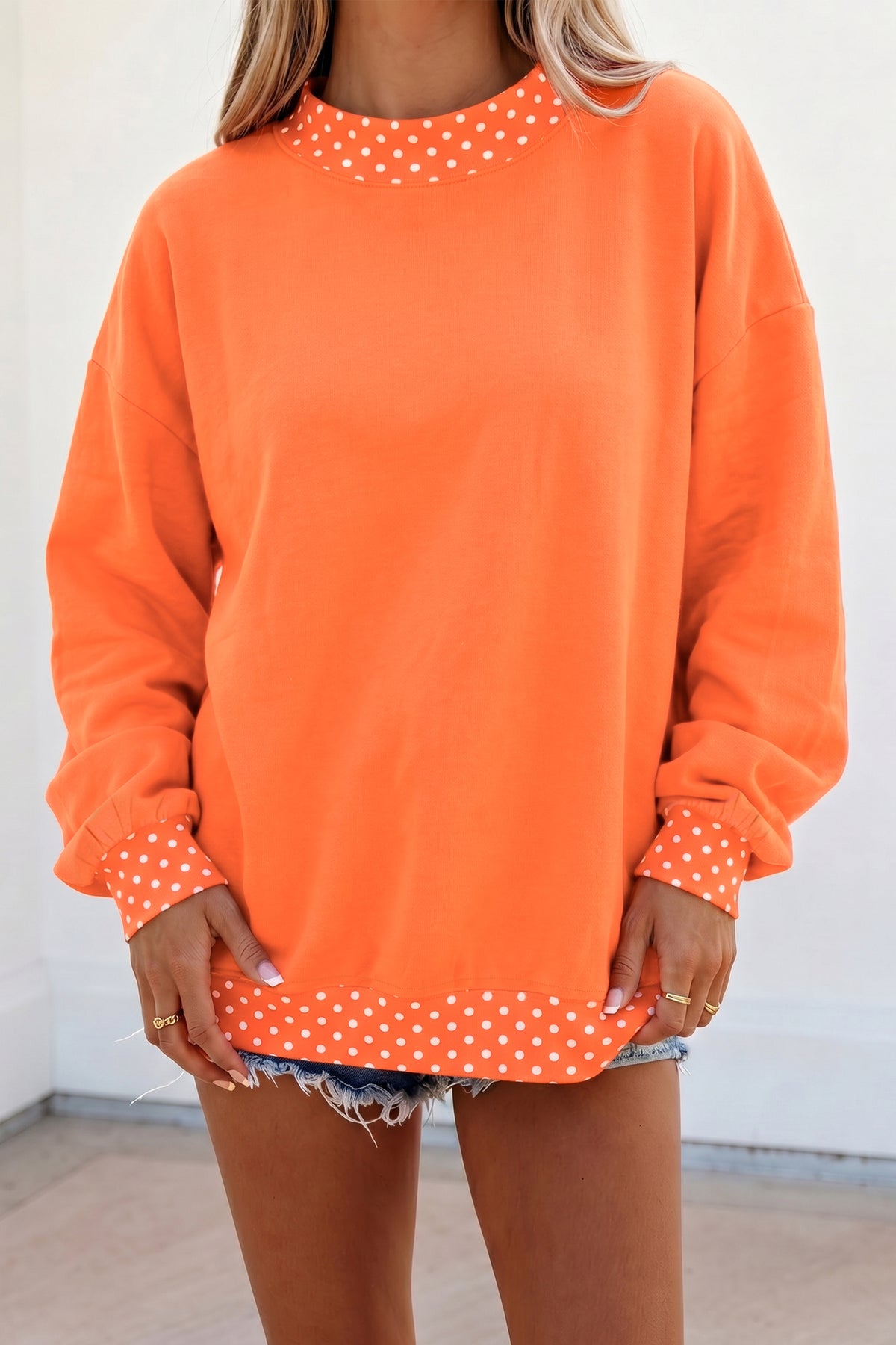 Mocha Polka Dot Oversized Sweatshirt