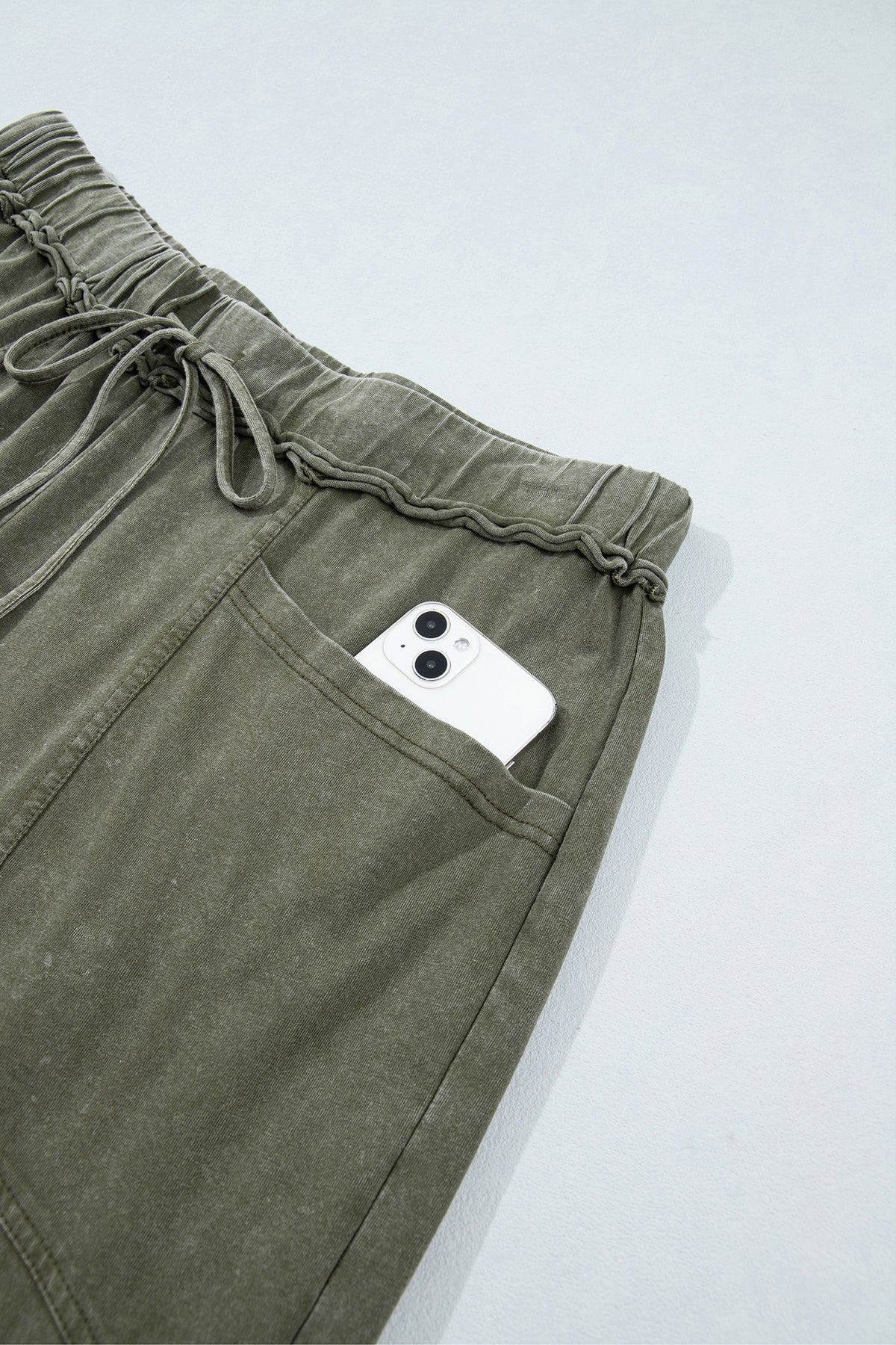 Jungle Green Mineral Wash Flare Leg Pants