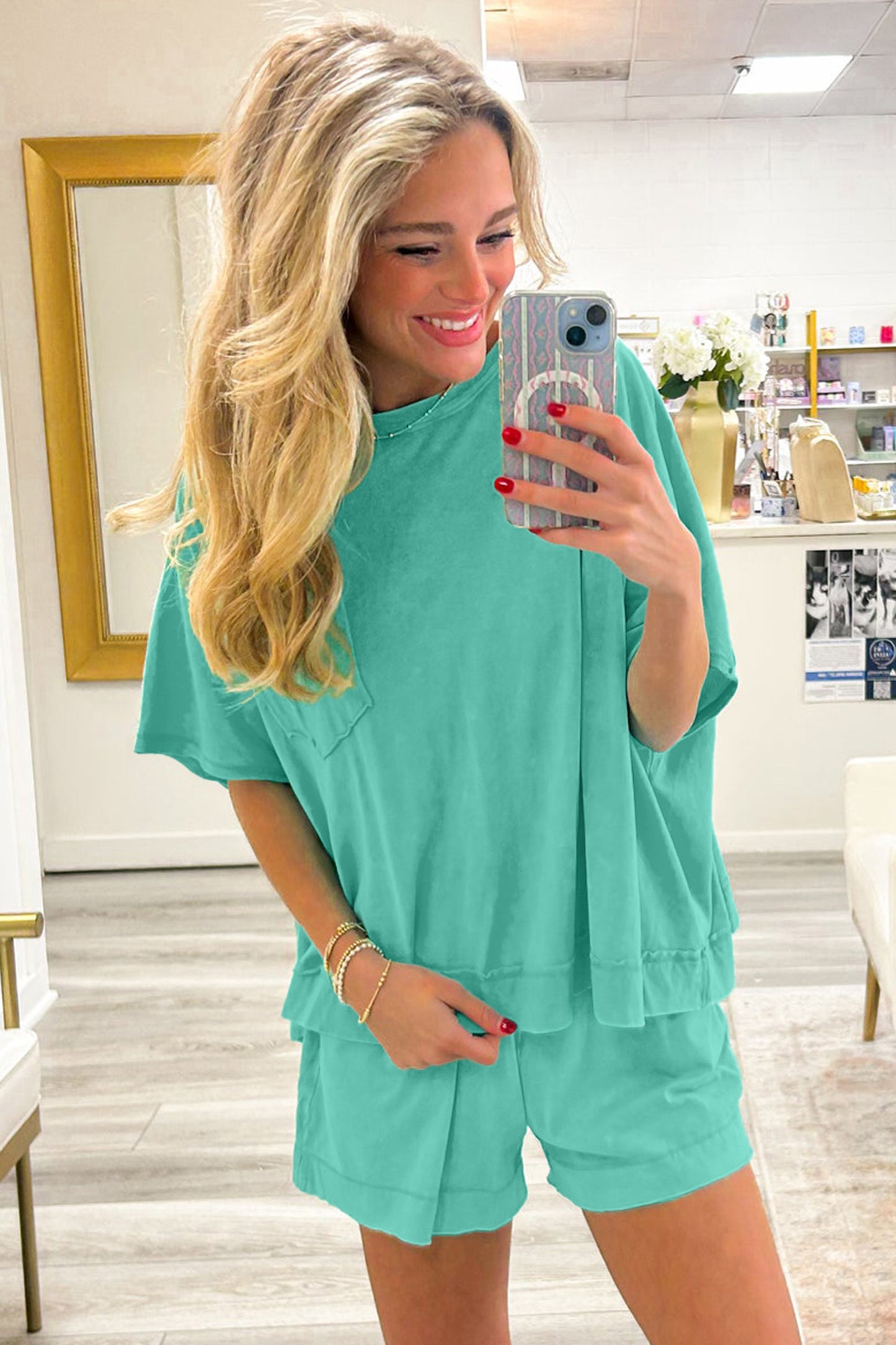 Oversized Drop Shoulder Top & Shorts Set