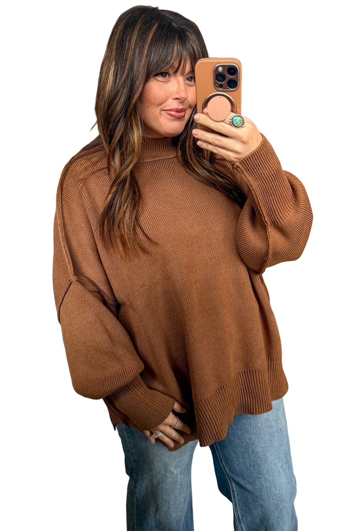 Chestnut Oversized Tunic Sweater