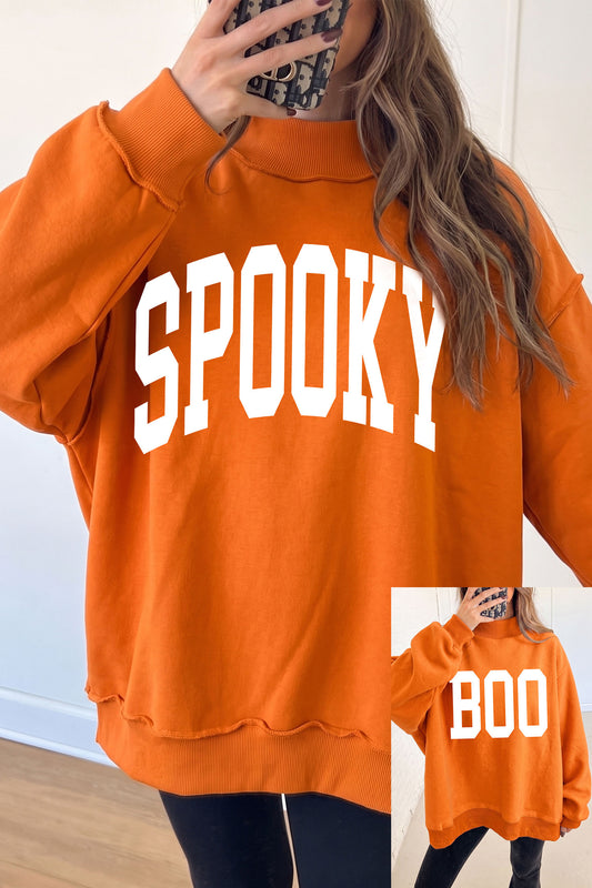 SPOOKY/ BOO Reversible Mock Neck Sweatshirt