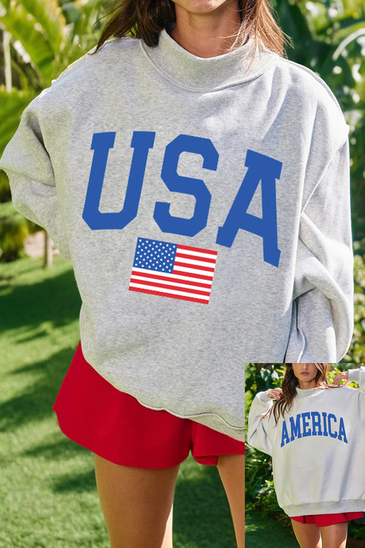 Mock Neck Reversible USA/America Sweatshirt
